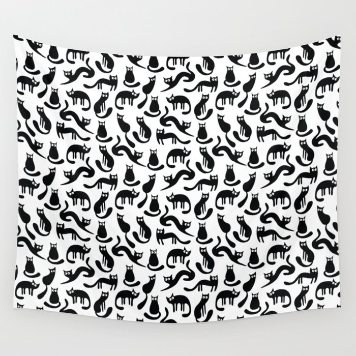 Feline Good - Black & White Wall Tapestry