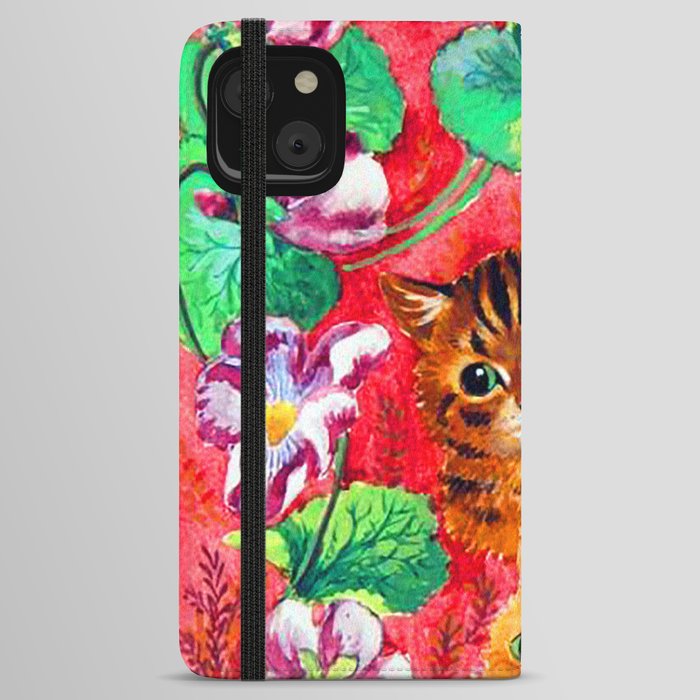 Pansies and Tabby by Louis Wain iPhone Wallet Case by beautiful for you