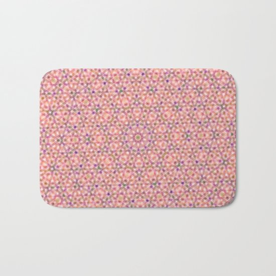 Pink Purple and Green Stripes and Triangle Pattern Bath Mat