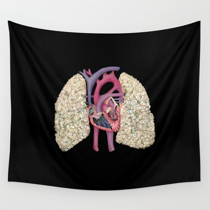 Fetal Heart with Baby's Breath Lungs Wall Tapestry