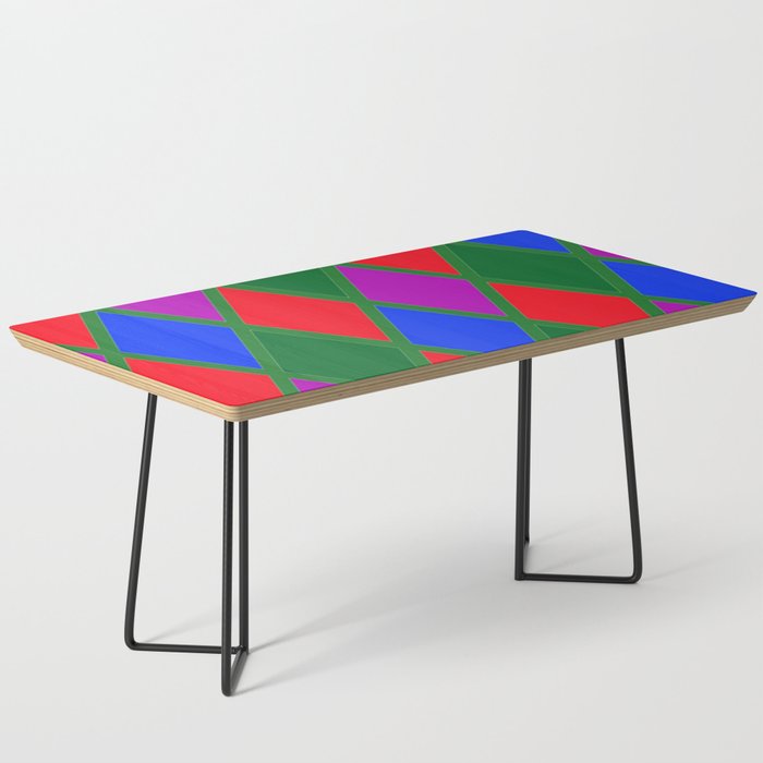 Red Green Blue and Purple Diamond Argyle Pattern  Coffee Table