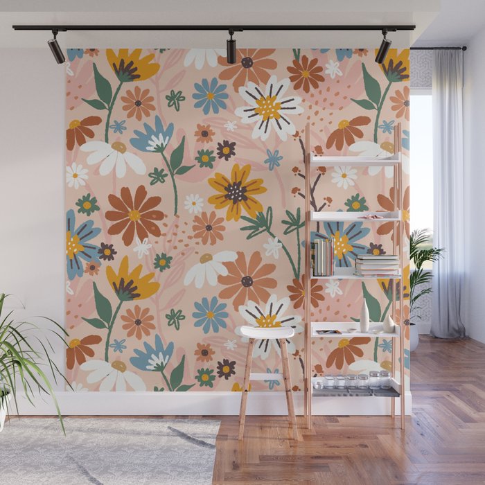 hand-painted-abstract-floral-pattern Wall Mural