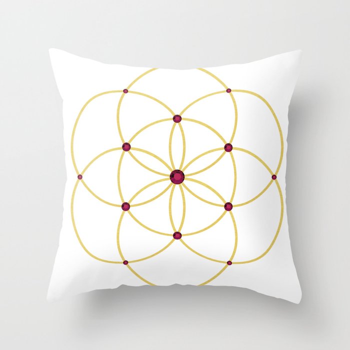 Ruby Seed of Life Throw Pillow