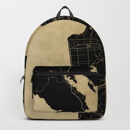 San Francisco California Black and Gold Map Backpack