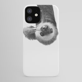 Sloth iPhone Case | Nursery, Sloth, Animal, Photo, Portait, Cute, Black And White, Animal Portrait, Happy 