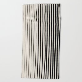 Black Vertical Lines Beach Towel