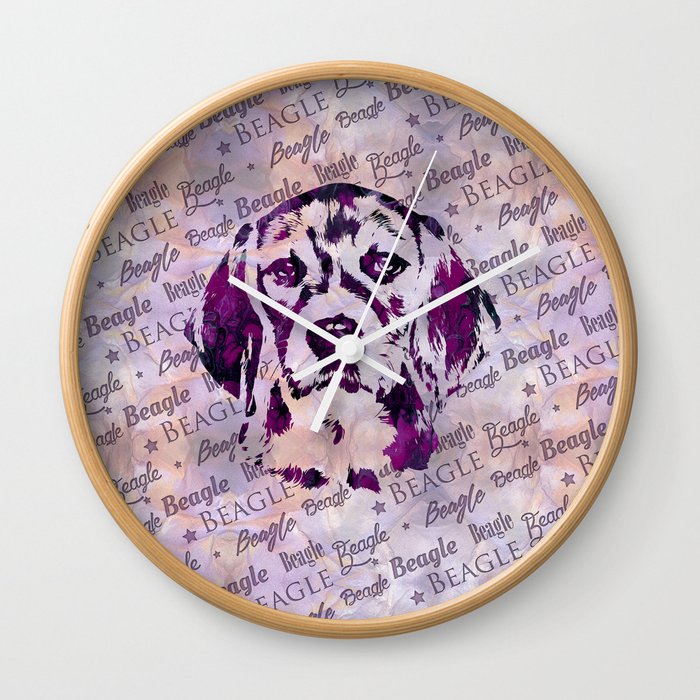 Beagle Dog Digital Art Wall Clock