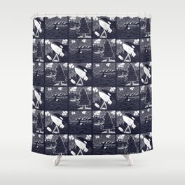 Orca Encounter Digital Block Print Shower Curtain