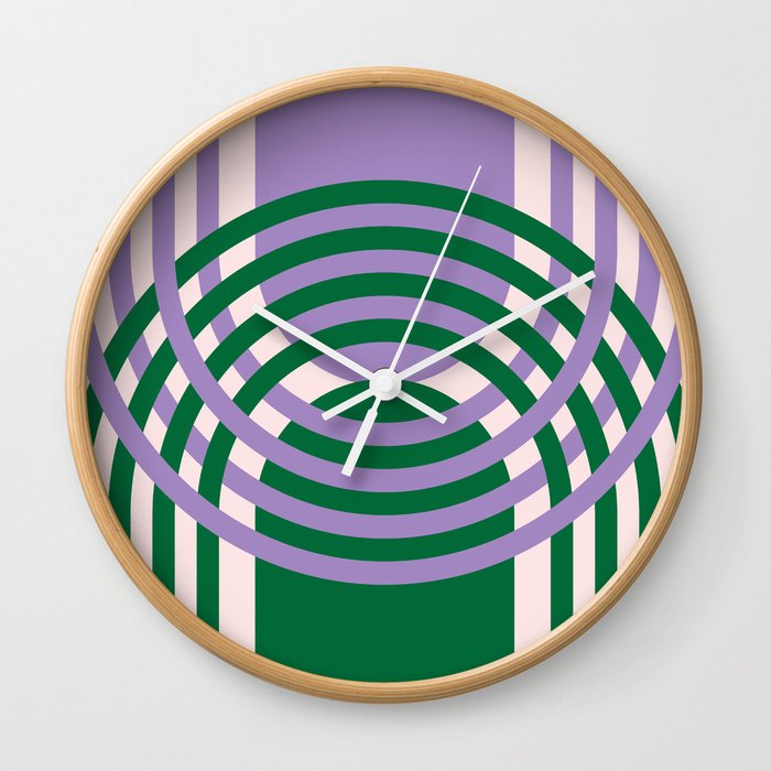 Moody Retro Arches in Purple and Green Wall Clock