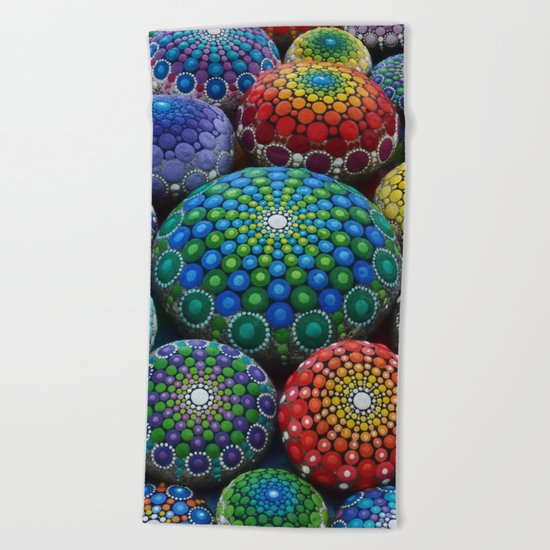 Jewel Drop Mandala Stone Collection #1 Beach Towel
