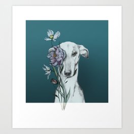 Greyhound Floro blue Art Print