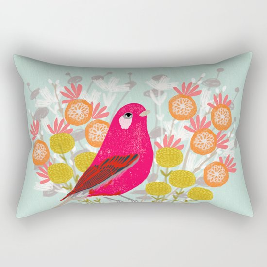 Bird on a Teacup by Andrea Lauren Rectangular Pillow