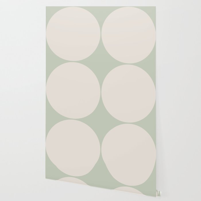 Circular Minimalism Soft Green Wallpaper By Midcenturymodern