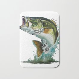 Bass watercolor by Rob Peters Bath Mat | Bassfish, Watercolor, Fishpainting, Painting, Bassart 