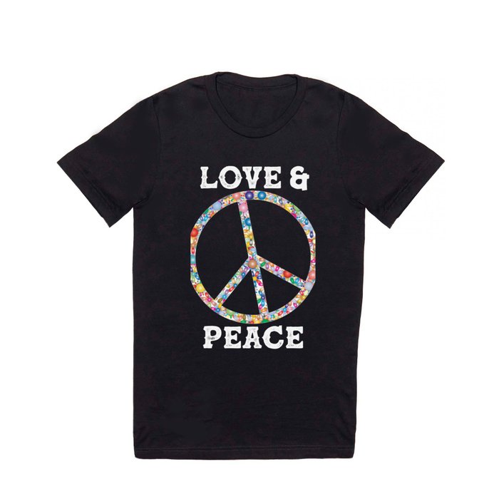 Hippie Peace Sign Flower Vintage T Shirt
