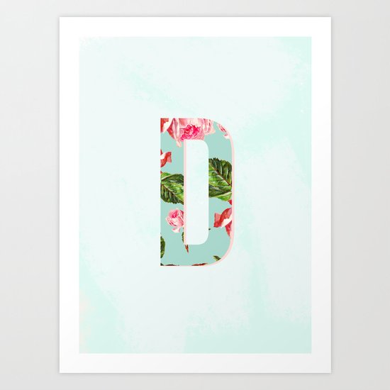Floral Letter D - Letter collection Art Print