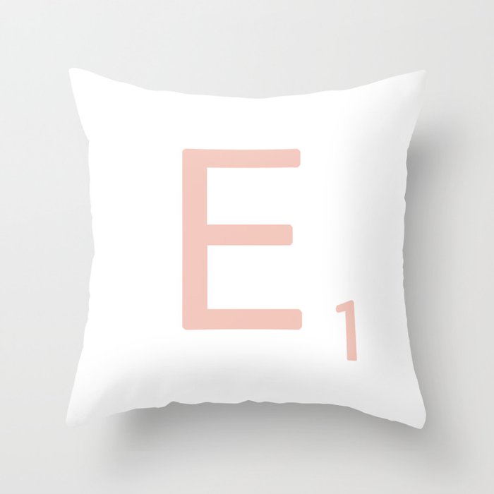 Pink Scrabble Letter E Scrabble Tile Art Throw Pillow By