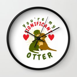 Romantic Otter Holding Hands Animal Drawing Otter Lovers Heart Wall Clock