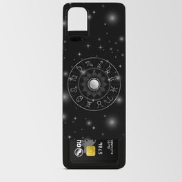 Zodiac astrology circle Silver astrological signs with moon sun and stars Android Card Case