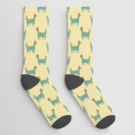 Dinosaur on retro skateboard Socks