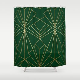 Art Deco in Emerald Green - Large Scale Shower Curtain
