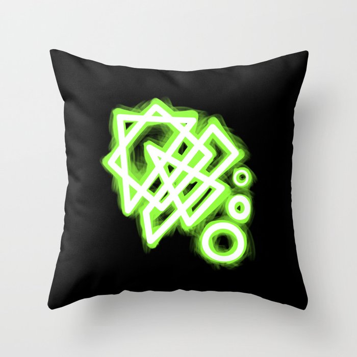 Glowing green cyberpunk pattern Throw Pillow