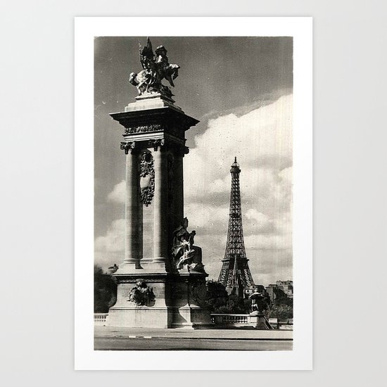 Alexander III Bridge and Eiffel Tower in Paris Art Print