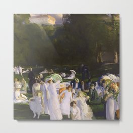 Millionaire's Row, Ladies dressed in white in hats and umbrellas, June Day by George Wesley Bellows Metal Print | Virginia, Umbrellas, Elaborate, Stakes, Racing, Hats, Derby, Dressed, Summerwhite, Kentucky 