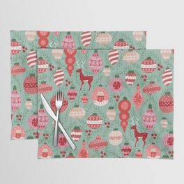 Mid-Century Ornaments in Red and Mint Placemat