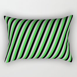 [ Thumbnail: Grey, Lime Green & Black Colored Lines Pattern Rectangular Pillow ]