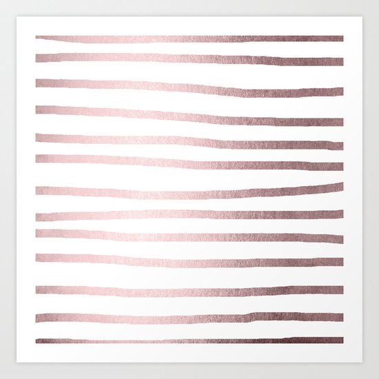 Simply Drawn Stripes Rose Gold Palace Art Print