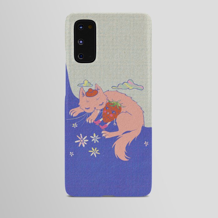 Pink Kitten with a Strawberry Retro 60s Psychedelic Art Android Case