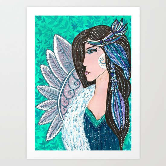 She Wore Feathers In Her Hair Art Print