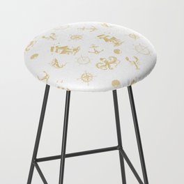 Beige Silhouettes Of Vintage Nautical Pattern Bar Stool