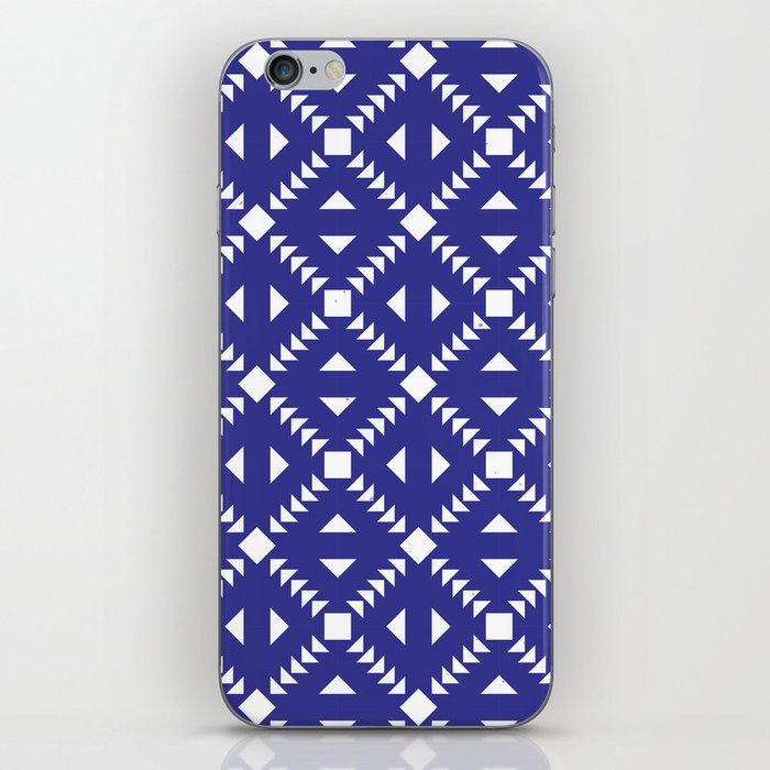 Navy Blue Tiles Retro Pattern Abstract Tiled Moroccan Art iPhone Skin