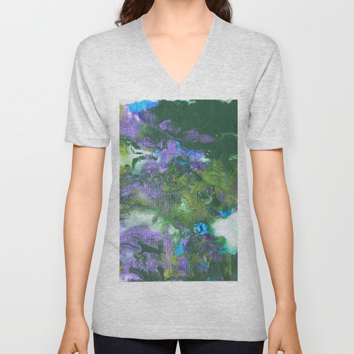 Abstract Wildflower Field V Neck T Shirt