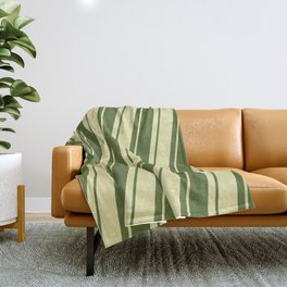 [ Thumbnail: Dark Olive Green & Pale Goldenrod Colored Pattern of Stripes Throw Blanket ]