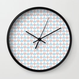 Playing Cards Pattern Blue Lilac on White Wall Clock