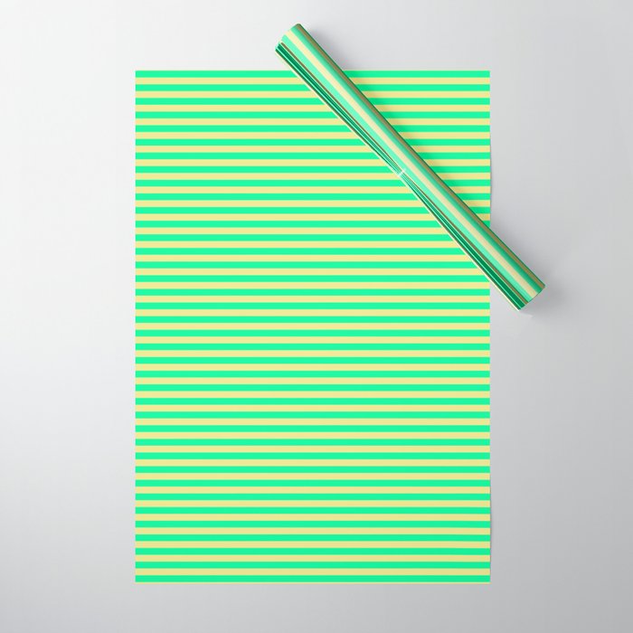 Green and Tan Colored Lines Pattern Wrapping Paper