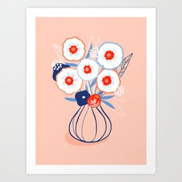 Abstract Floral Vase on Peach Fuzz Nº2 Art Print