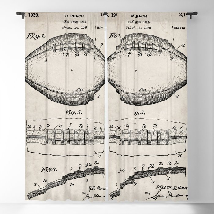 Football Patent - American Football Art - Antique Blackout Curtain