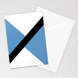 Medium Blue Black White Minimal Thin Diagonal Stripe Shape Pattern Pairs Tranquil Blue 114-57-24 Stationery Card