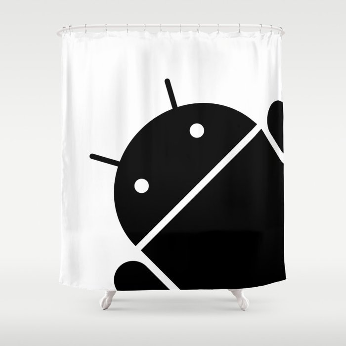 Small black Android robot Shower Curtain