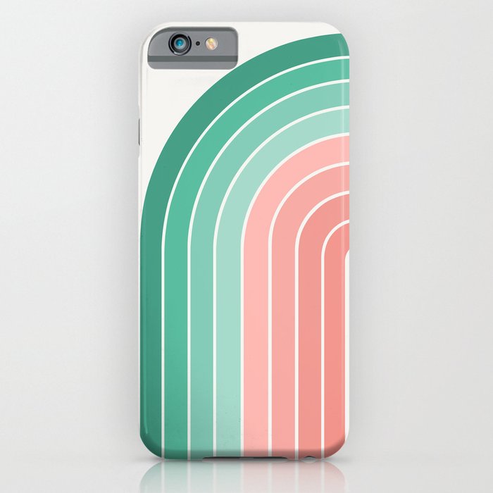 Gradient Arch XIX Pink and Green Mid Century Modern Rainbow iPhone Case