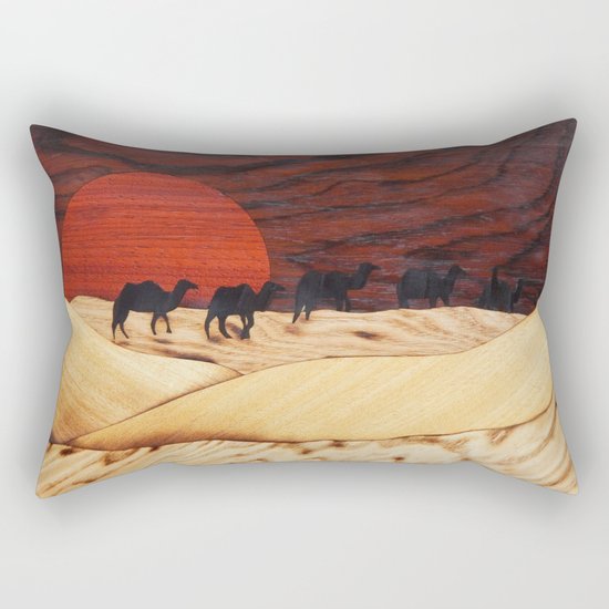 Desert landscape marquetry art Rectangular Pillow