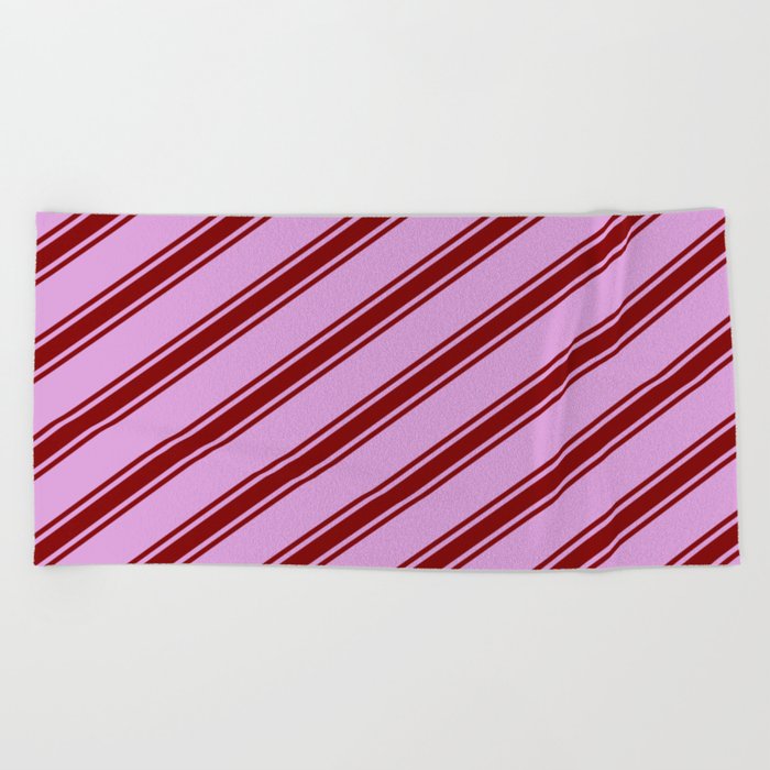 Plum & Maroon Colored Lines/Stripes Pattern Beach Towel