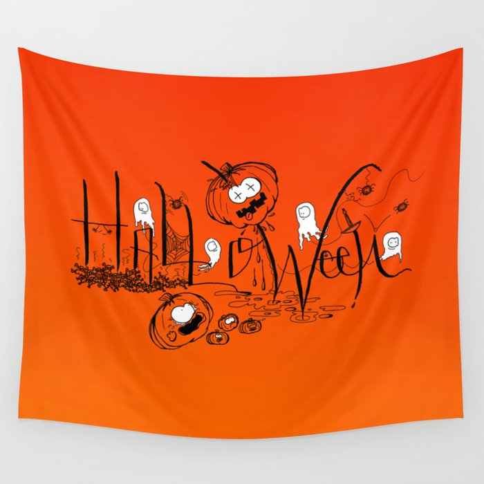 Happy and Terrific Halloween Wall Tapestry