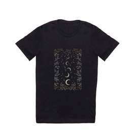 Crescent Moon Garden T Shirt | Magical, Graphicdesign, Botany, Nature, Moon, Flowers, Fallingleaves, Botanical, Floral, Curated 
