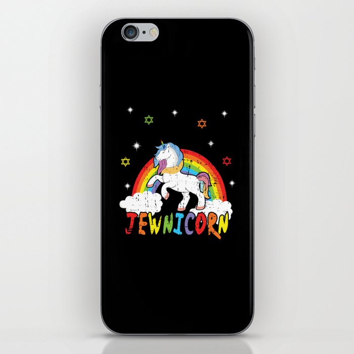 Cute Rainbow Unicorn Jew Menorah Happy Hanukkah iPhone Skin