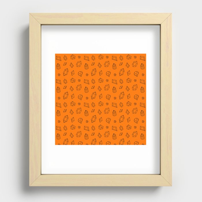 Orange and Black Gems Pattern Recessed Framed Print
